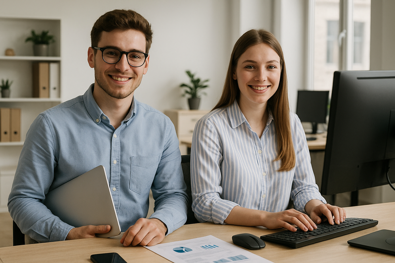 Illustration von Kaufleuten Digitalisierungsmanagement