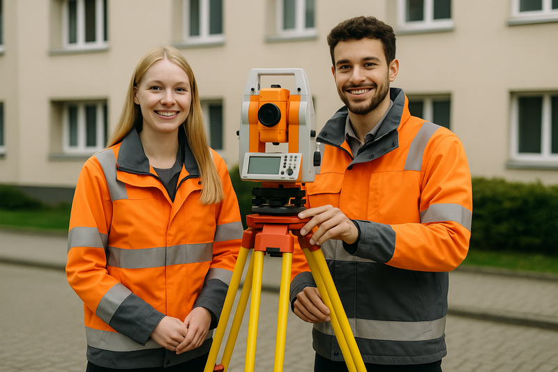 Illustration von einer Vermessungstechnikerin